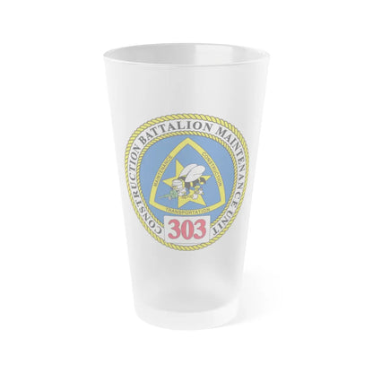 CBMU 303 (U.S. Navy) Frosted Pint Glass 16oz-Go Mug Yourself