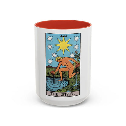 The Star (Tarot Card) Accent Coffee Mug-15oz-Red-Go Mug Yourself