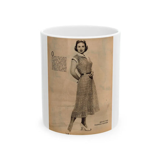 Virginia Mayo #229 - 1 Full Page Fashion Photo & Caption from Movie Fan Magazine Circa Late 40's or 50's (Vintage Female Icon) White Coffee Mug-11oz-Go Mug Yourself