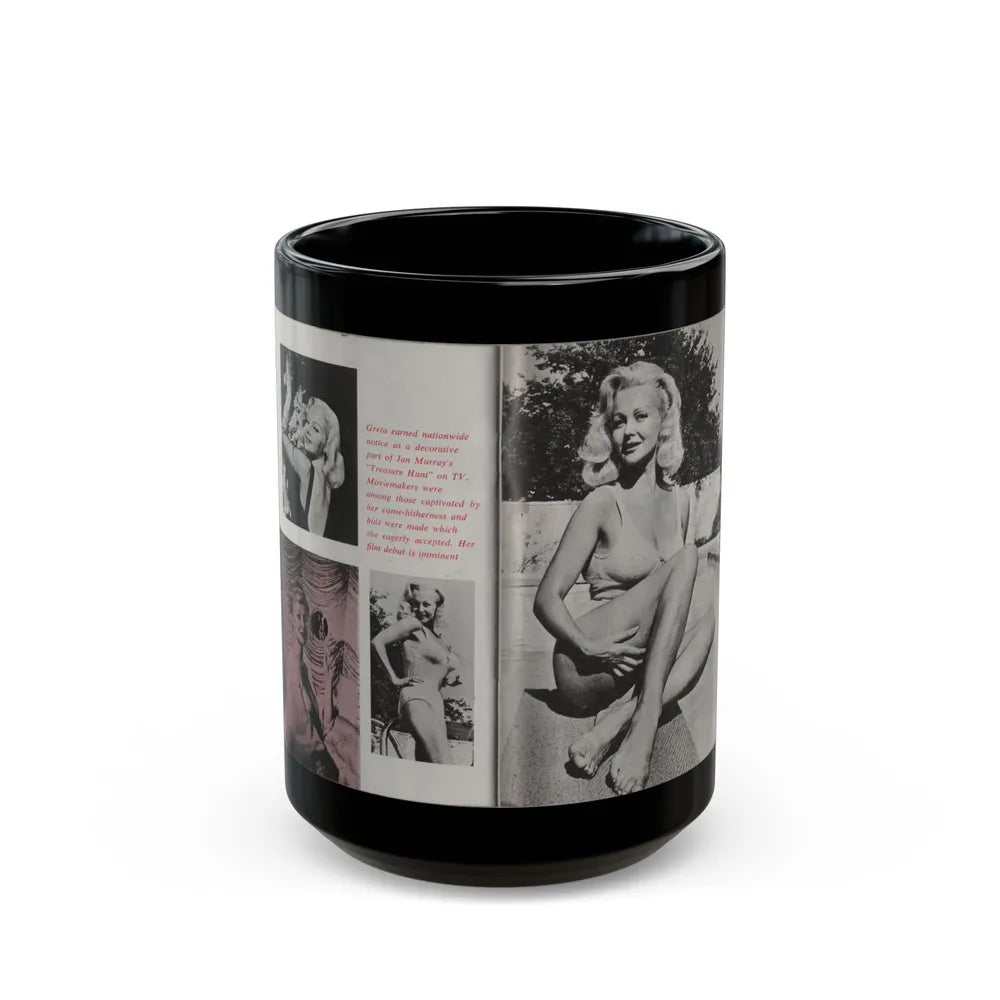 Greta Thyssen #43 - Pose! Pocket Mag. July '58 - 4 B&W Photos & Caption (Vintage Female Icon) Black Coffee Mug-15oz-Go Mug Yourself