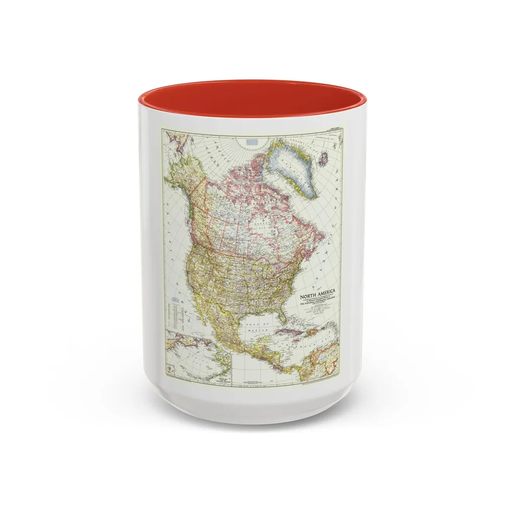 North America (1952) (Map) Accent Coffee Mug-15oz-Red-Go Mug Yourself