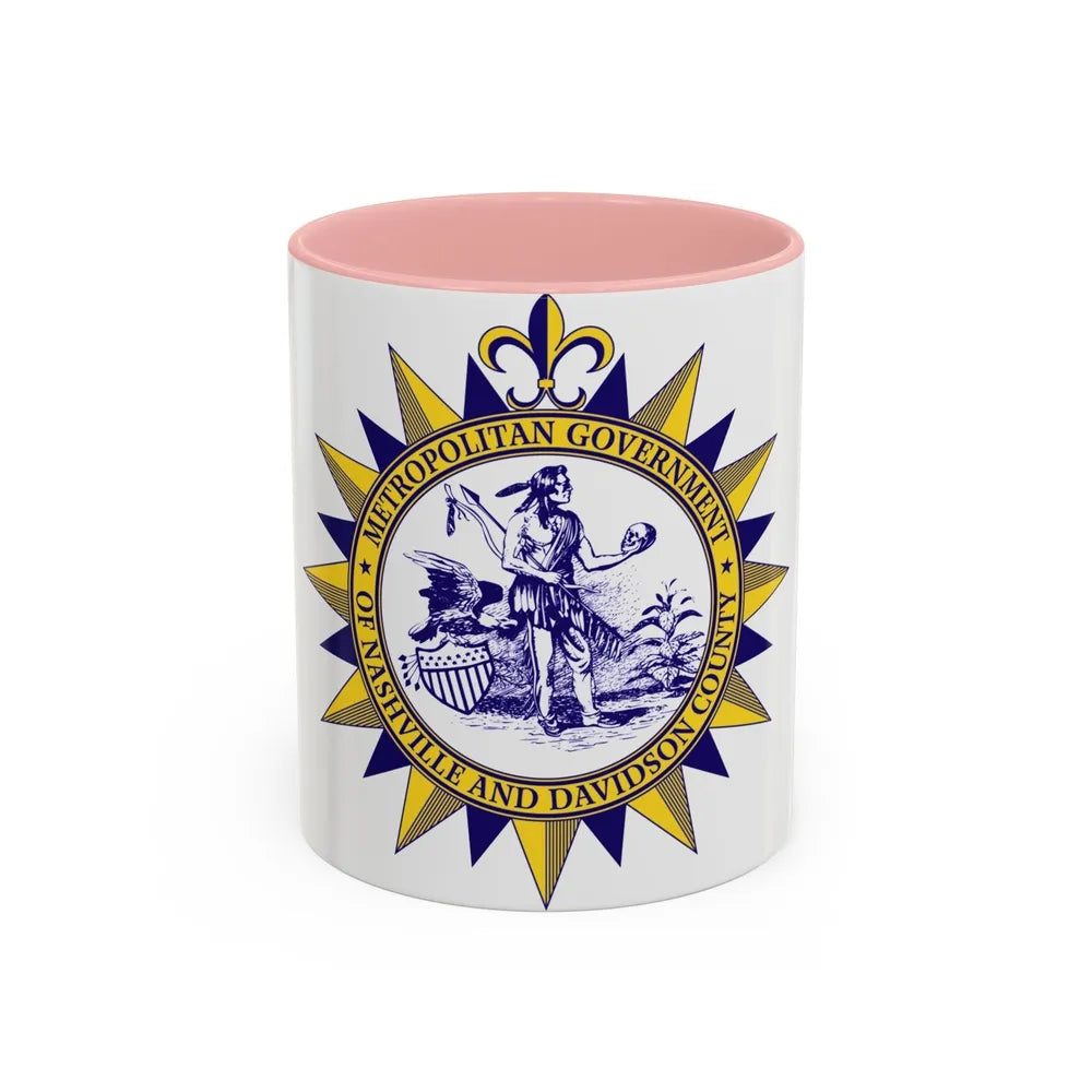 Seal of Nashville Tennessee - Accent Coffee Mug-11oz-Pink-Go Mug Yourself