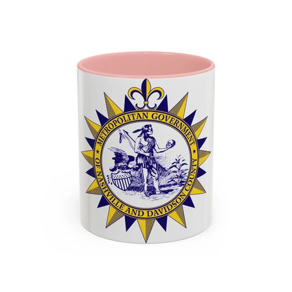 Seal of Nashville Tennessee - Accent Coffee Mug-11oz-Pink-Go Mug Yourself