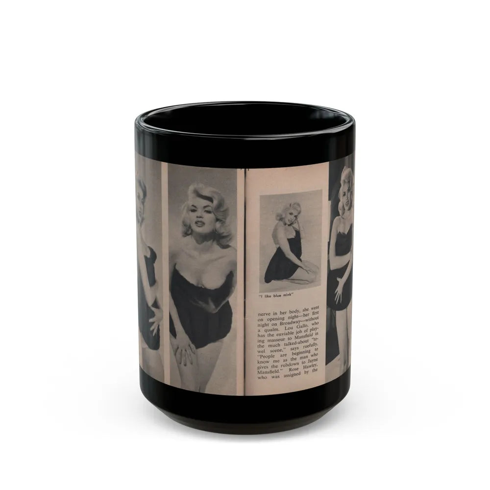 Jayne Mansfield #303 - JAYNE Pocket Magazine Pages 50 & 51 (Vintage Female Icon) Black Coffee Mug-15oz-Go Mug Yourself