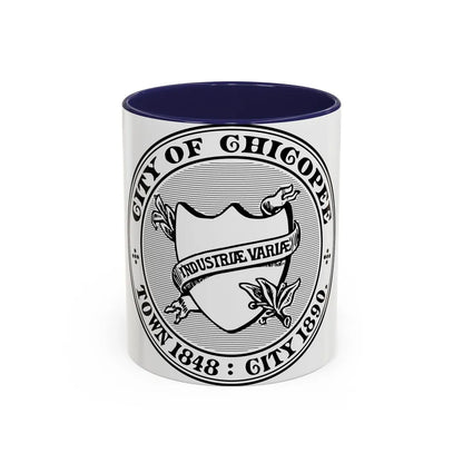 Seal of Chicopee Massachusetts - Accent Coffee Mug-11oz-Navy-Go Mug Yourself