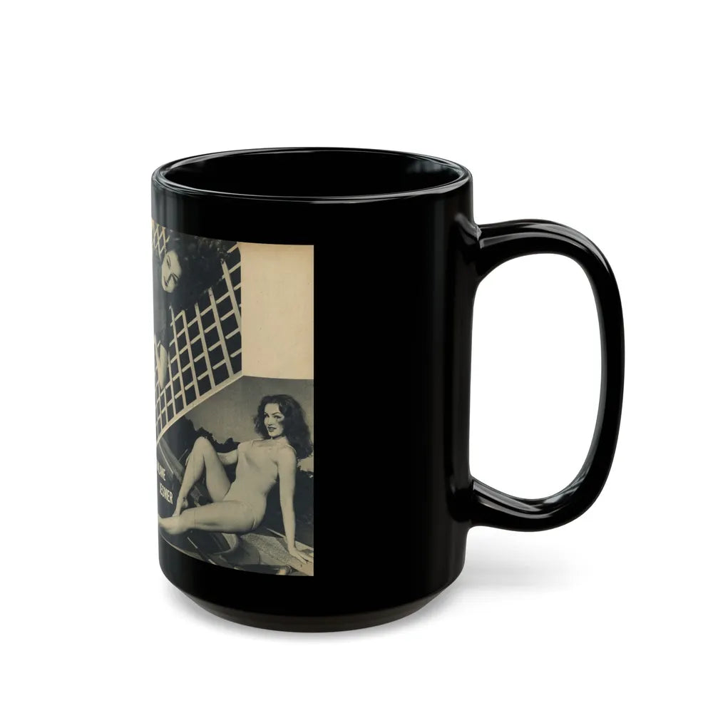 Julie Newmar #169 - Pages 16-17 Pages 2 & 3 of 5 with, Julie+ 3 Large B&W Photos from COVER GIRLS MODELS Mag. Nov. '53 (Vintage Female Icon) Black Coffee Mug-Go Mug Yourself