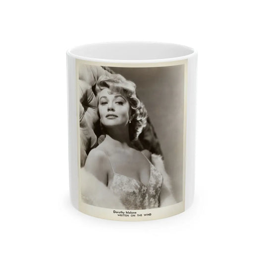 Dorothy Malone #220 - 8x10 Vintage B&W Upper Body Glamour Promo Photo for ''Written On The Wind'' '56 1 (Vintage Female Icon) White Coffee Mug-11oz-Go Mug Yourself