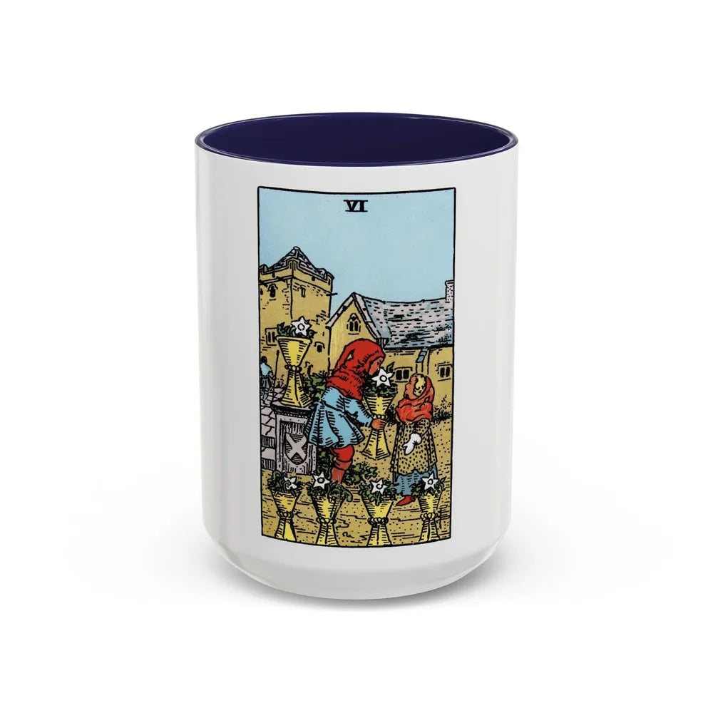 The 6 of Cups (Tarot Card) Accent Coffee Mug-15oz-Navy-Go Mug Yourself