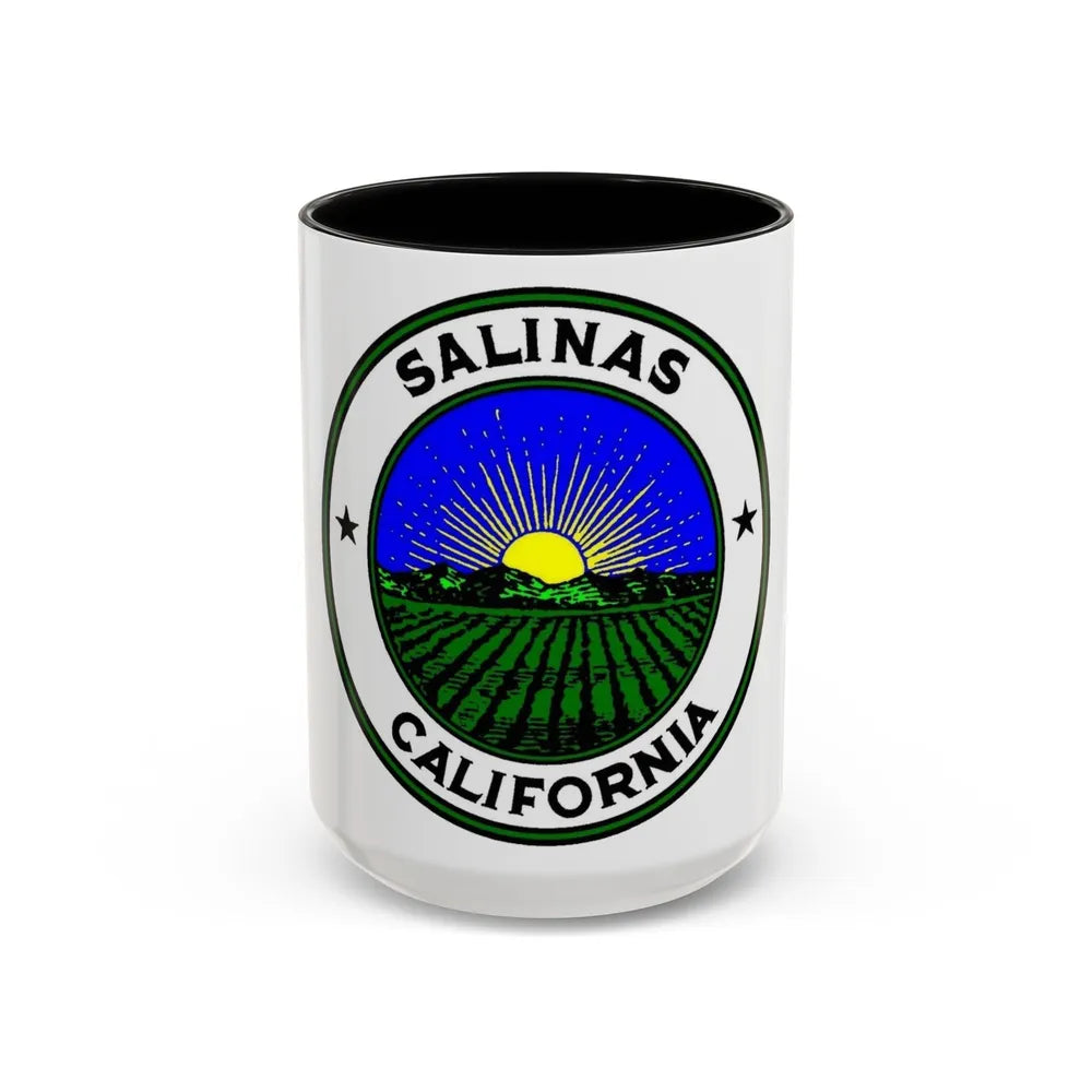 Seal of Salinas California - Accent Coffee Mug-15oz-Black-Go Mug Yourself