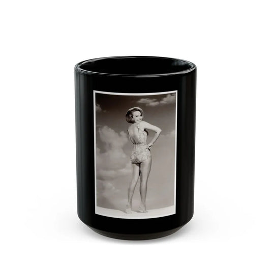 Terry Moore #43 - 1-Piece B&W Barefoot Swimsuit Cheesecake Photo from 60's (Vintage Female Icon) Black Coffee Mug-15oz-Go Mug Yourself