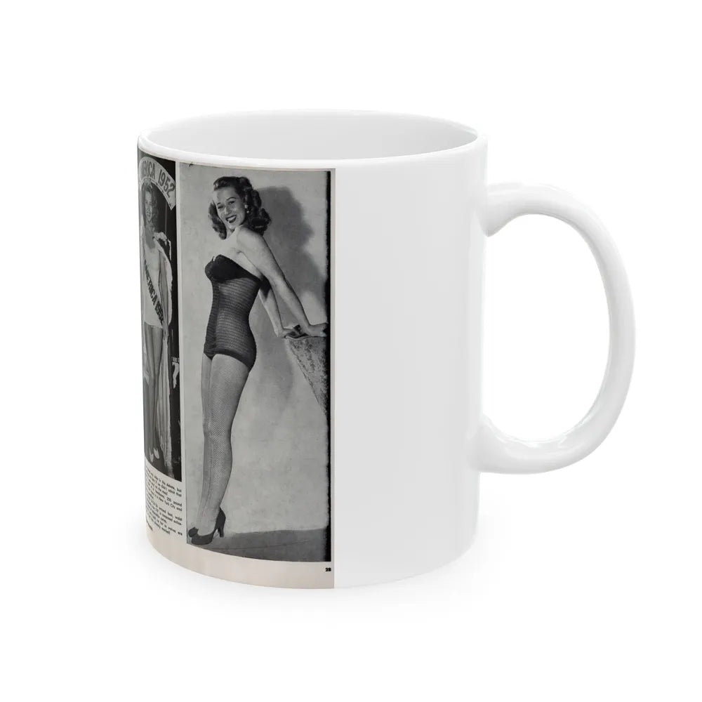 Penny Duncan #76 - [Pages 22 & 23] Featuring, Penny 3 Photos, 2 Captions & Brief Article from AMERICAN BEAUTIES Mag. Nov. '52 (Vintage Female Icon) White Coffee Mug-Go Mug Yourself