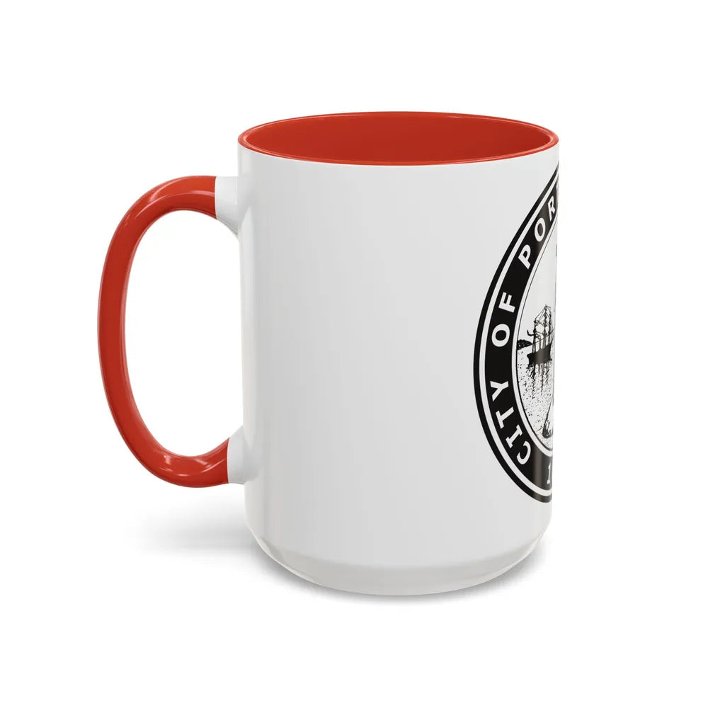 Seal of Portland Oregon - Accent Coffee Mug-Go Mug Yourself