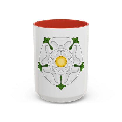 White Rose Badge of York - Accent Coffee Mug-15oz-Red-Go Mug Yourself