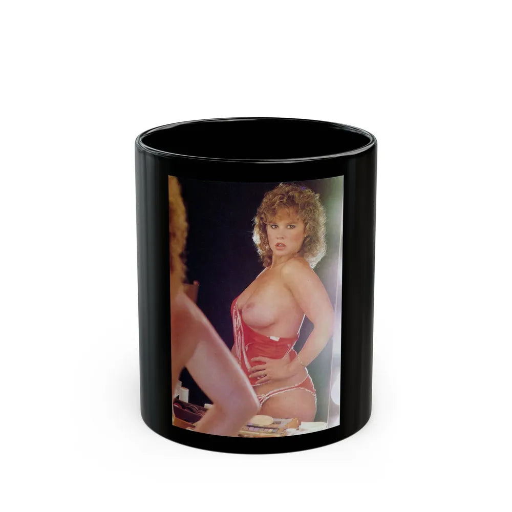 Linda Blair #316 - 1 Page, 1 Photo with lingerie partially exposed with boobs from OUI Mag. October '82 (Vintage Female Icon) Black Coffee Mug-11oz-Go Mug Yourself