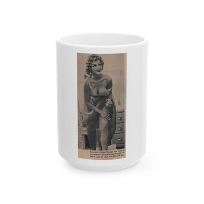 Greta Thyssen #121 - Scamp Mag. Sept. '58 - 1 Small B&W Photo (Vintage Female Icon) White Coffee Mug-15oz-Go Mug Yourself