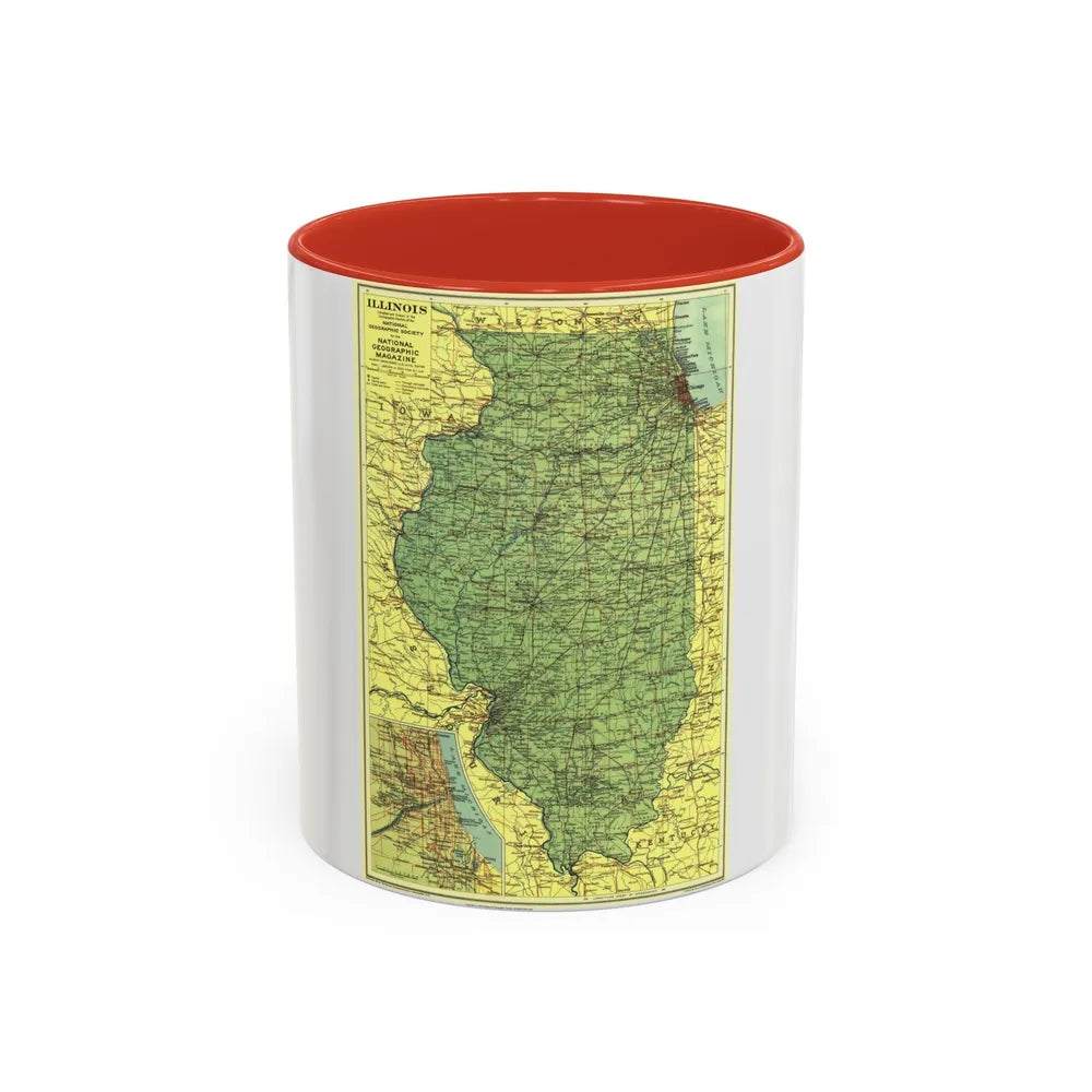 USA - Illinois (1931) (Map) Accent Coffee Mug-11oz-Red-Go Mug Yourself