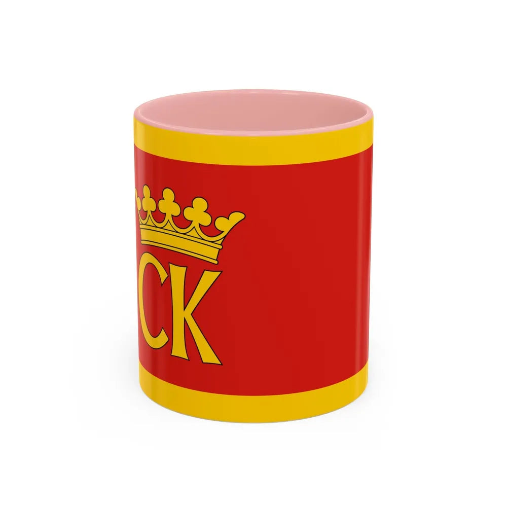 Flag of Kielce Poland - Accent Coffee Mug-11oz-Pink-Go Mug Yourself