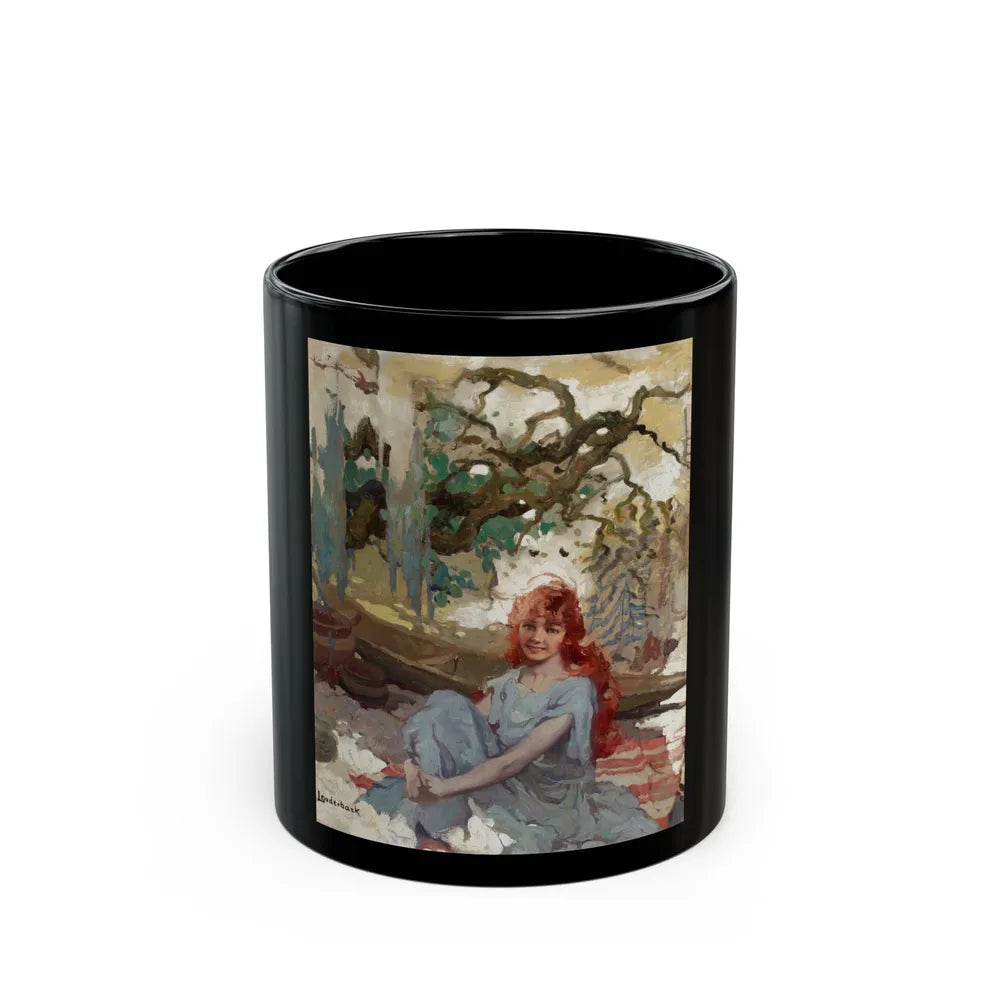 Girl at Cabin - Black Coffee Mug-11oz-Go Mug Yourself