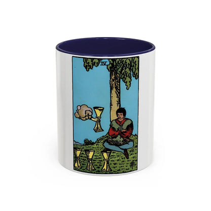 The 4 of Cups (Tarot Card) Accent Coffee Mug-11oz-Navy-Go Mug Yourself