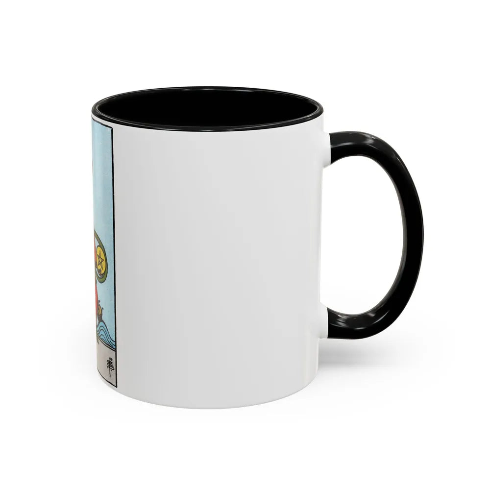 The 2 of Pentacles (Tarot Card) Accent Coffee Mug-Go Mug Yourself