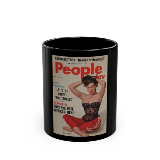 Dawn Richard #33 - Dawn on Cover in Color of People Today Pocket Mag. Nov. '57 & inside spread (Vintage Female Icon) Black Coffee Mug-11oz-Go Mug Yourself