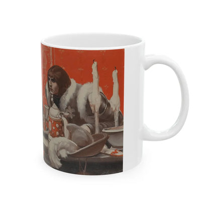 Cavaliers at Table - White Coffee Mug-Go Mug Yourself