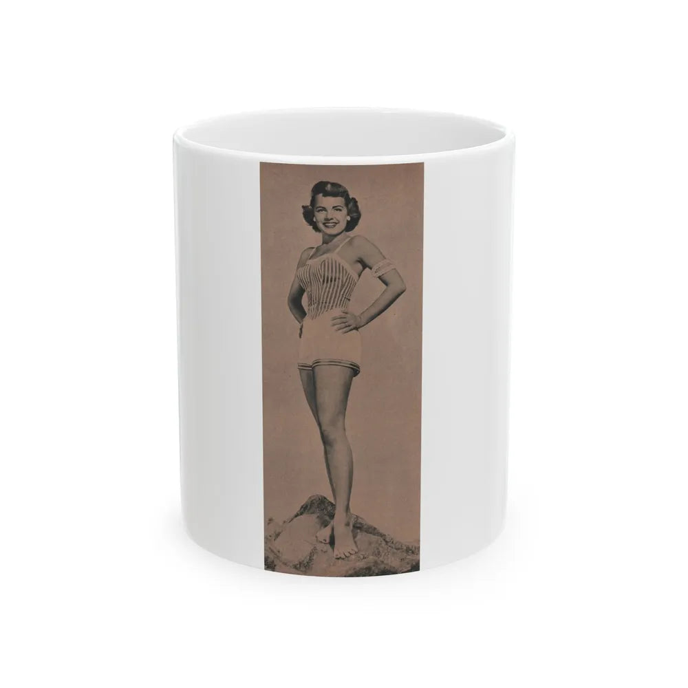 Terry Moore #589 - 4x10 B&W Pin-Up Magazine Page Photo Clipping (Vintage Female Icon) White Coffee Mug-11oz-Go Mug Yourself