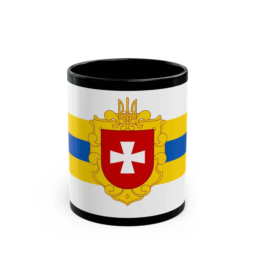 Flag of Rivne Oblast Ukraine - Black Coffee Mug-11oz-Go Mug Yourself