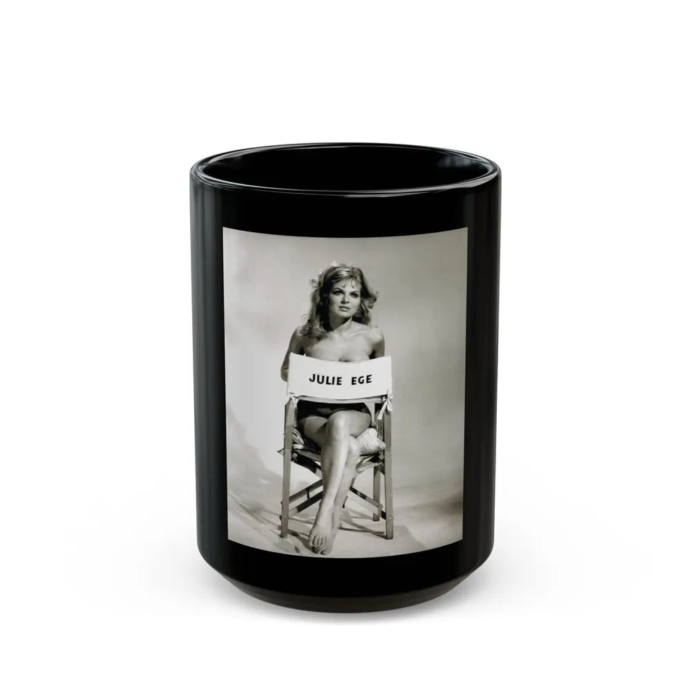 Julie Ege #270 - 8x10 B&W Full Body Semi Nude from 70's via a HQ LQ Re-Strike from (Vintage Female Icon) Black Coffee Mug-15oz-Go Mug Yourself