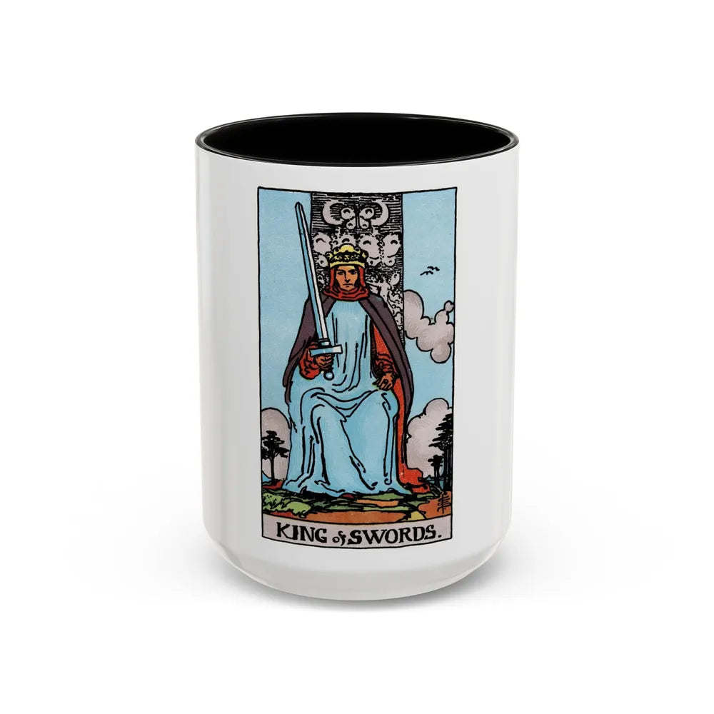 The King of Swords (Tarot Card) Accent Coffee Mug-15oz-Black-Go Mug Yourself