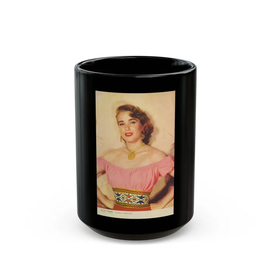 Julia Adams #203 - 6x10 Color Japanese Magazine Page Waist to Upper Body Glamour Photo (Vintage Female Icon) Black Coffee Mug-15oz-Go Mug Yourself