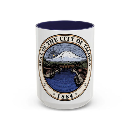 Seal of Tacoma WA - Accent Coffee Mug-15oz-Navy-Go Mug Yourself