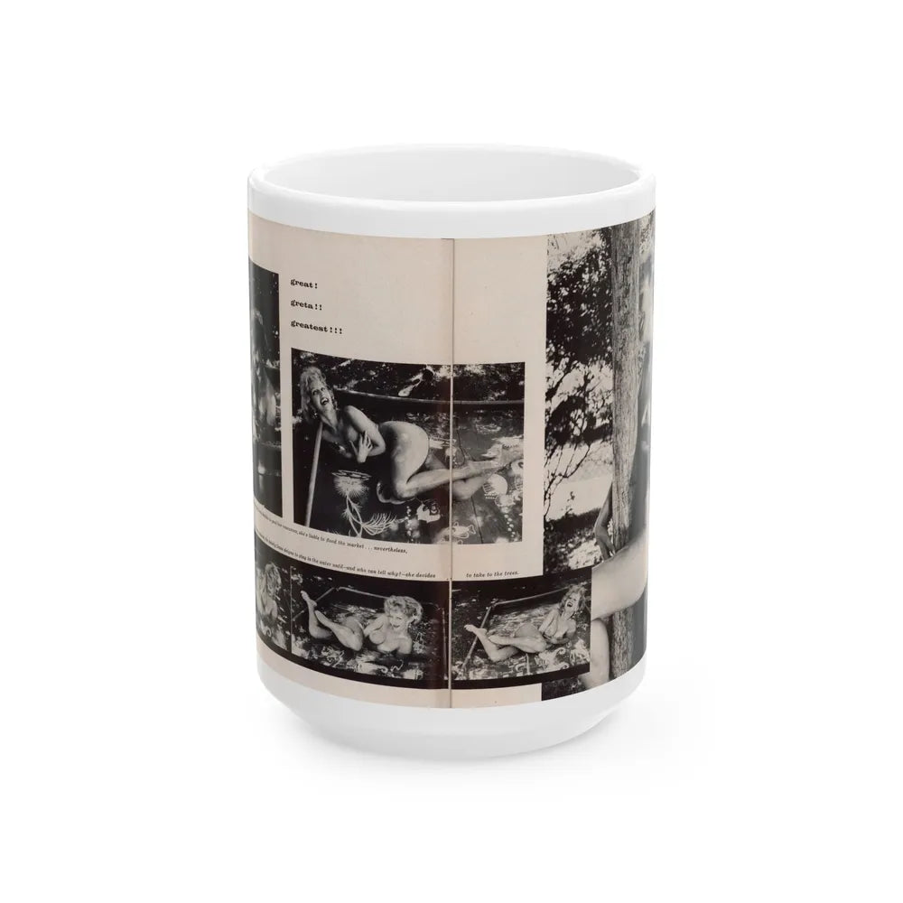 Greta Thyssen #132 - 2 Page 6 B&W Photos from Jem Mag. May '57 (Vintage Female Icon) White Coffee Mug-15oz-Go Mug Yourself