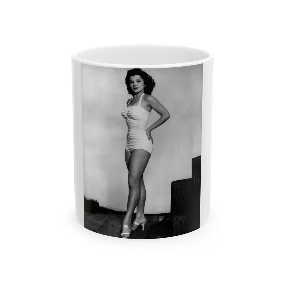 Debra Paget #264 - 8x10 Full Body 1-Piece White Swimsuit Cheesecake Photo Re-Strike from Mid 50's 2 (Vintage Female Icon) White Coffee Mug-11oz-Go Mug Yourself