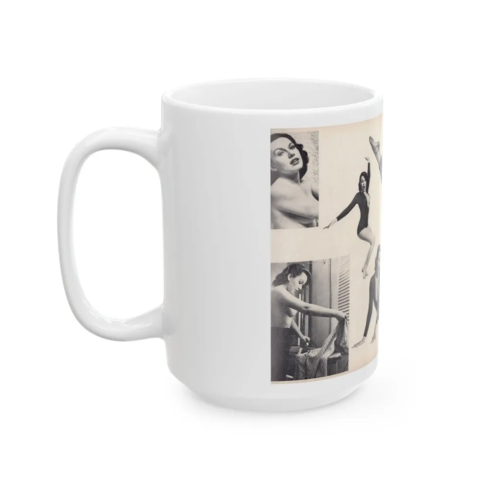 Dawn Richard #50 - [Pages 24 & 25] Including Pages 4 & 5 of 7 with, 8 B&W Photos from Moulin Rogue Mag. Jan. '59 (Vintage Female Icon) White Coffee Mug-Go Mug Yourself