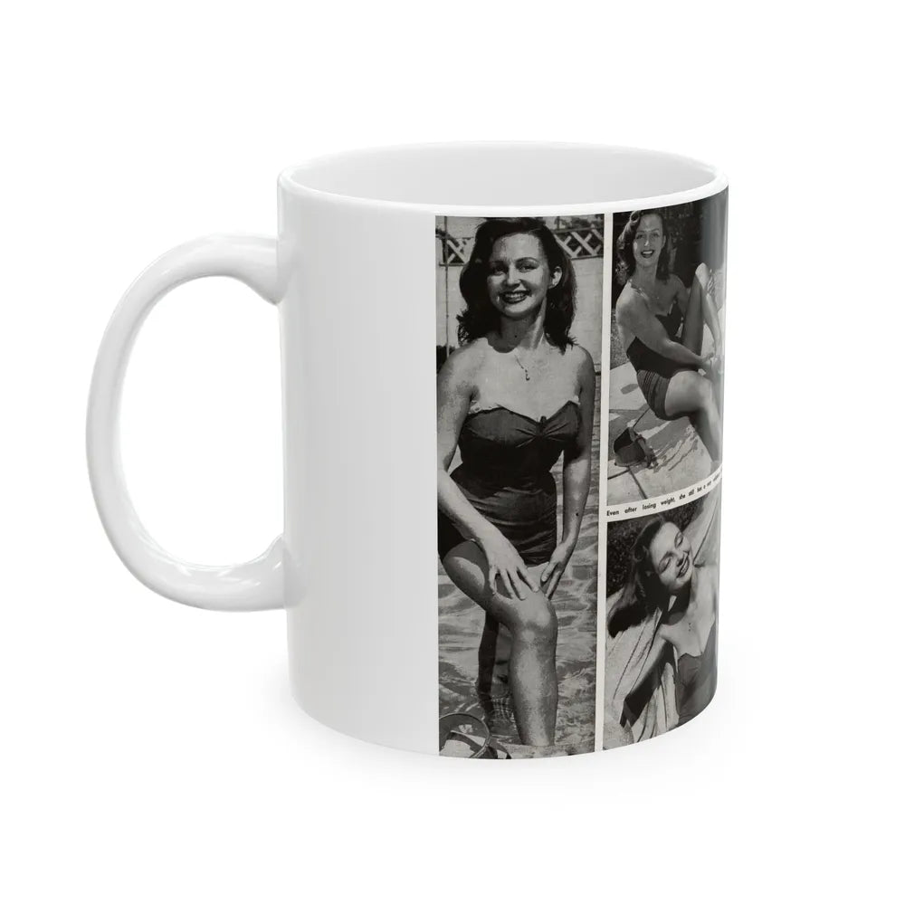 Greta Thyssen #17 - American Beauties Mag. '53 - 2 Pages with, 5 B&W Photos (Vintage Female Icon) White Coffee Mug-Go Mug Yourself