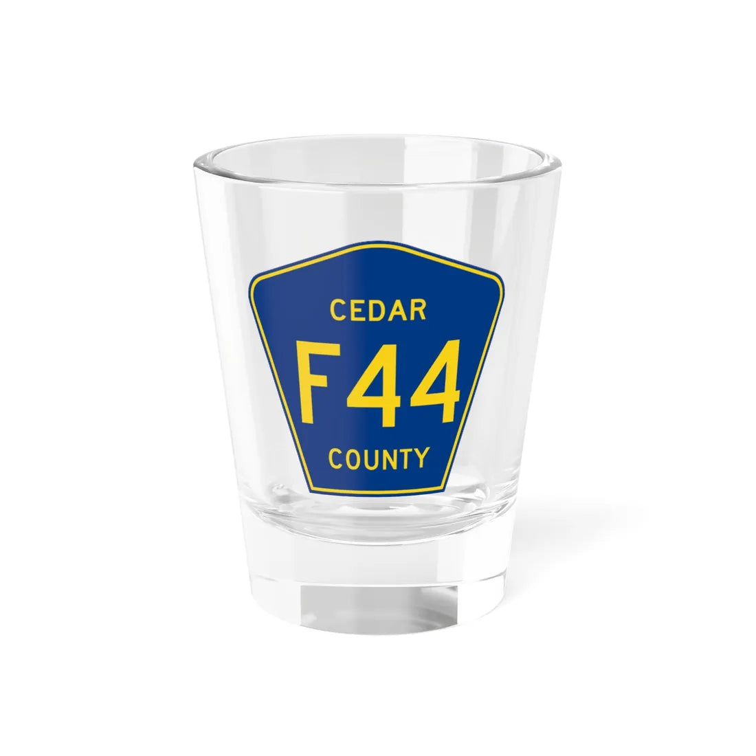 Cedar County Route F44 IA (Iowa) (Road Sign) Shot Glass 1.5oz 1.5oz - Go Mug Yourself