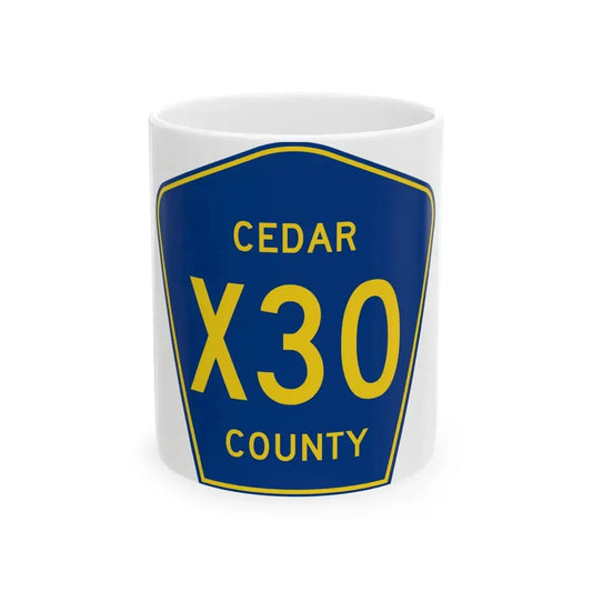 Cedar County Route X30 IA (Iowa) (Road Sign) White Coffee Mug 11oz - Go Mug Yourself