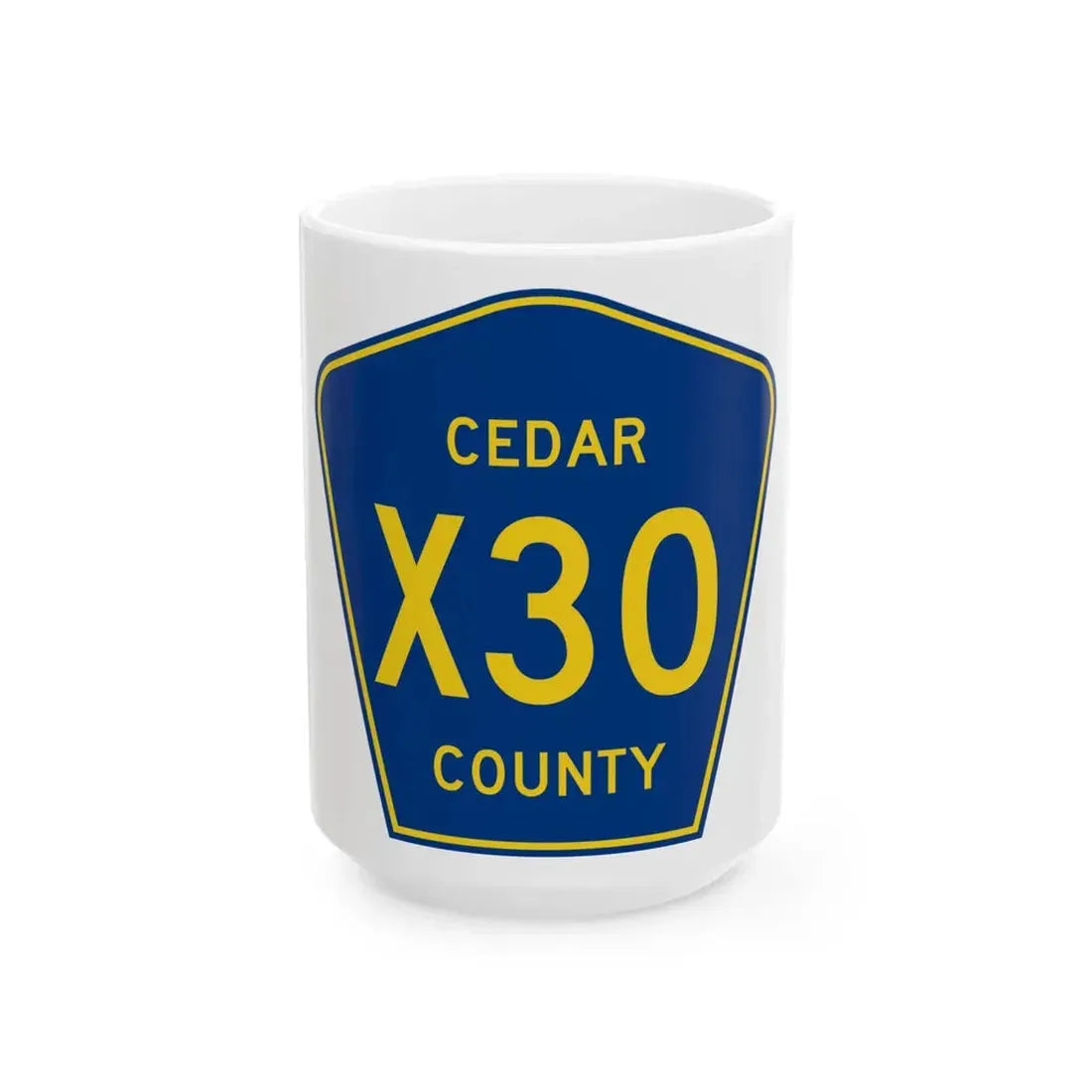 Cedar County Route X30 IA (Iowa) (Road Sign) White Coffee Mug 15oz - Go Mug Yourself