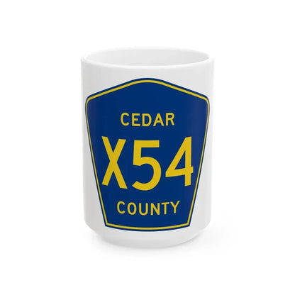 Cedar County Route X54 IA (Iowa) (Road Sign) White Coffee Mug 15oz - Go Mug Yourself
