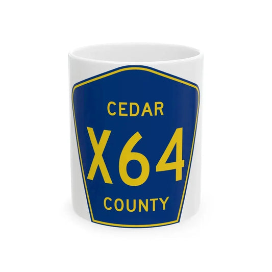 Cedar County Route X64 IA (Iowa) (Road Sign) White Coffee Mug 11oz - Go Mug Yourself