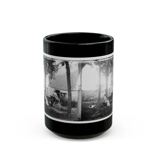 Cedar Mountain, Va. Family Group Before The House In Which Gen. Charles S. Winder (C.S.A.) Died (U.S. Civil War) Black Coffee Mug 15oz - Go Mug Yourself