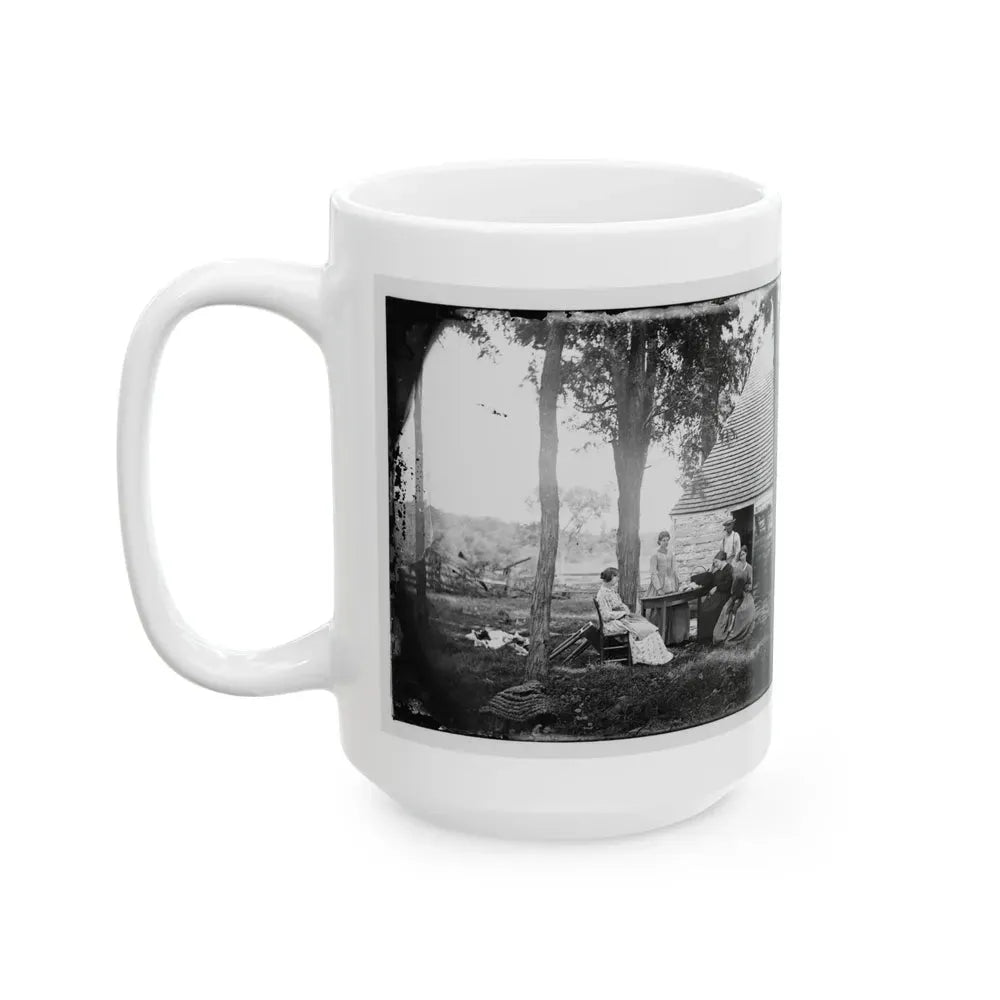 Cedar Mountain, Va. Family Group Before The House In Which Gen. Charles S. Winder (C.S.A.) Died (U.S. Civil War) White Coffee Mug - Go Mug Yourself
