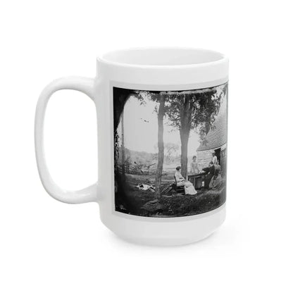 Cedar Mountain, Va. Family Group Before The House In Which Gen. Charles S. Winder (C.S.A.) Died (U.S. Civil War) White Coffee Mug - Go Mug Yourself