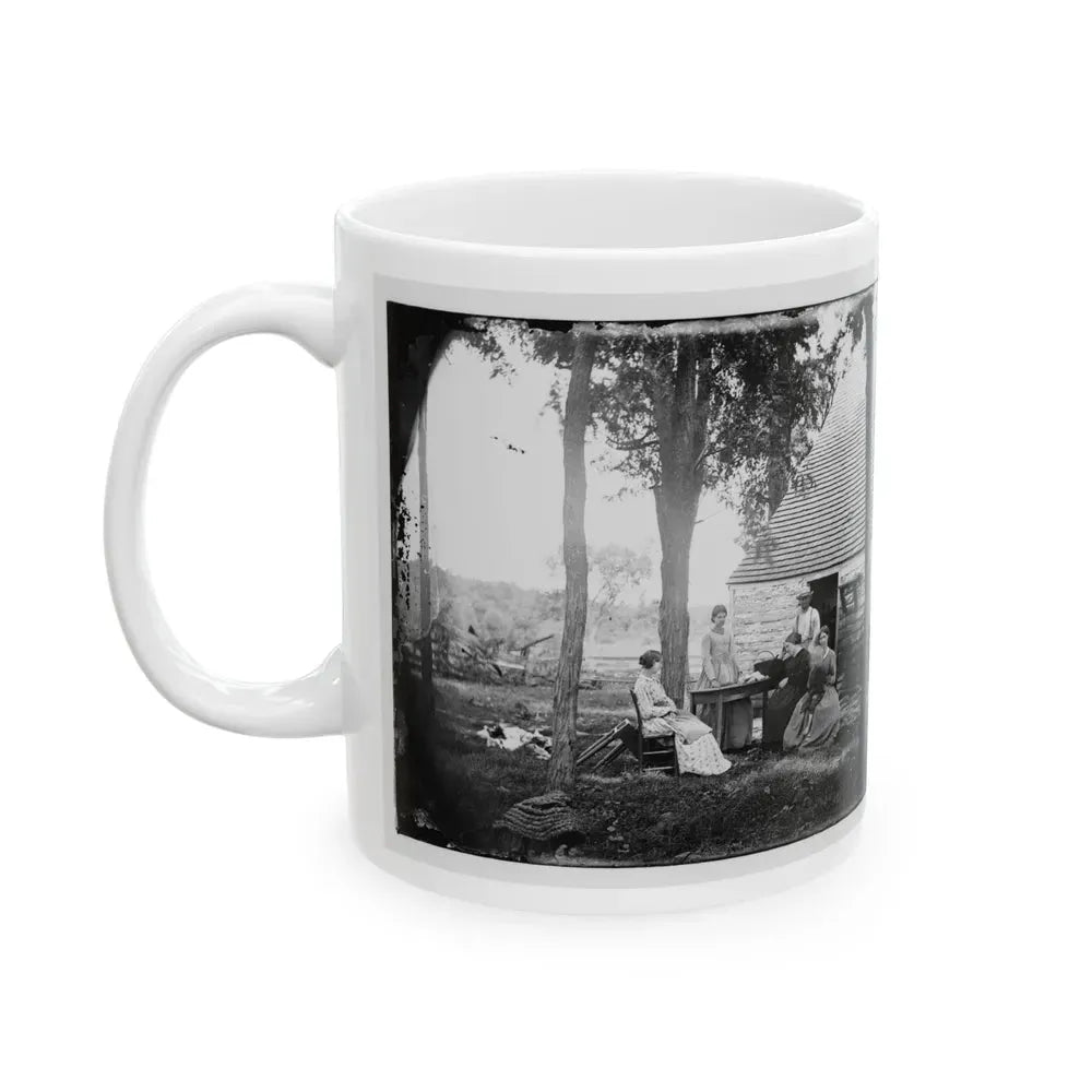 Cedar Mountain, Va. Family Group Before The House In Which Gen. Charles S. Winder (C.S.A.) Died (U.S. Civil War) White Coffee Mug - Go Mug Yourself
