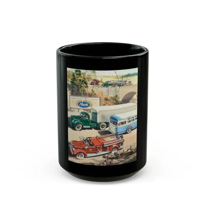 Celebrating 50 Years of Leadership, Mack Trucks advertisement for The Saturday Evening Post - Black Coffee Mug 15oz - Go Mug Yourself