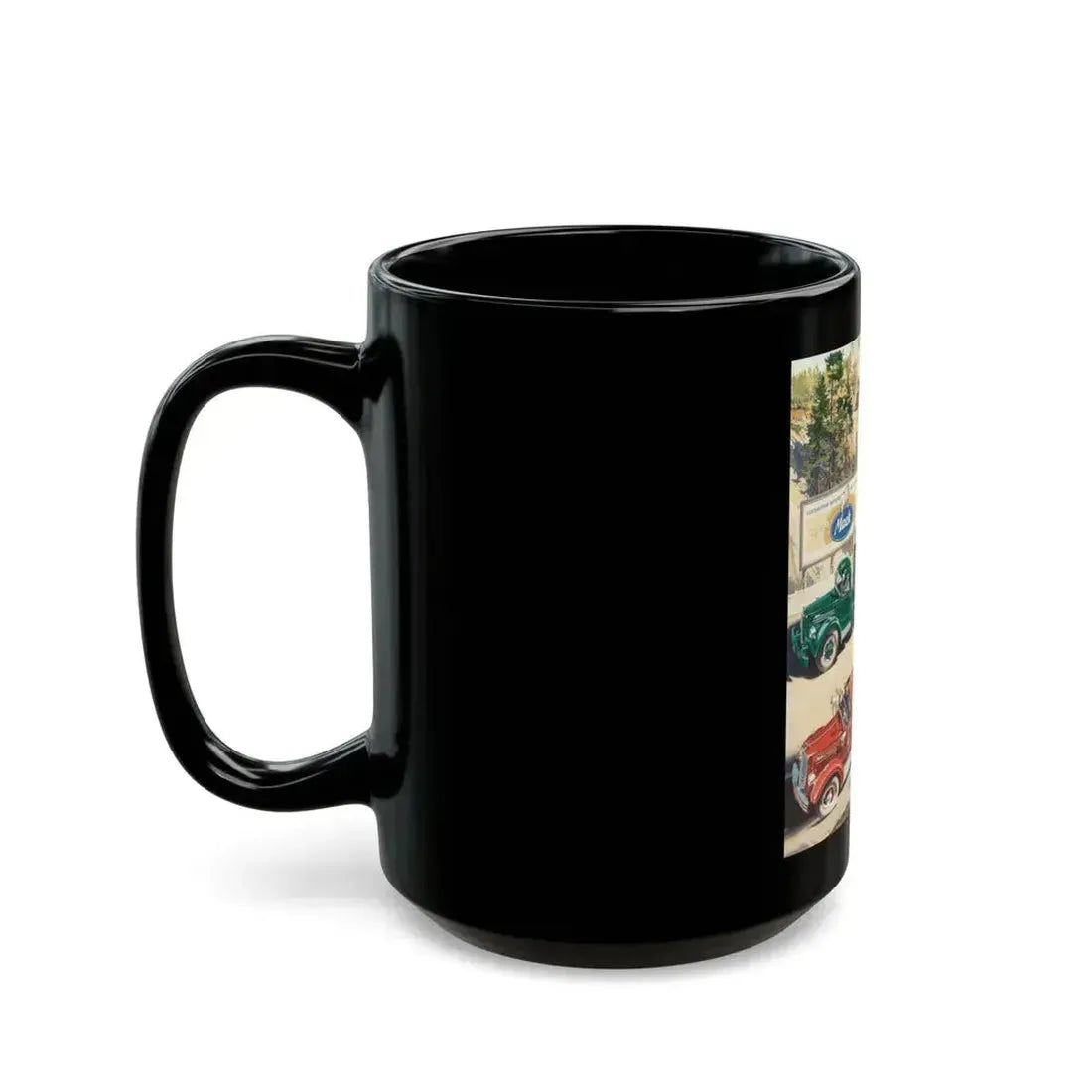 Celebrating 50 Years of Leadership, Mack Trucks advertisement for The Saturday Evening Post - Black Coffee Mug - Go Mug Yourself