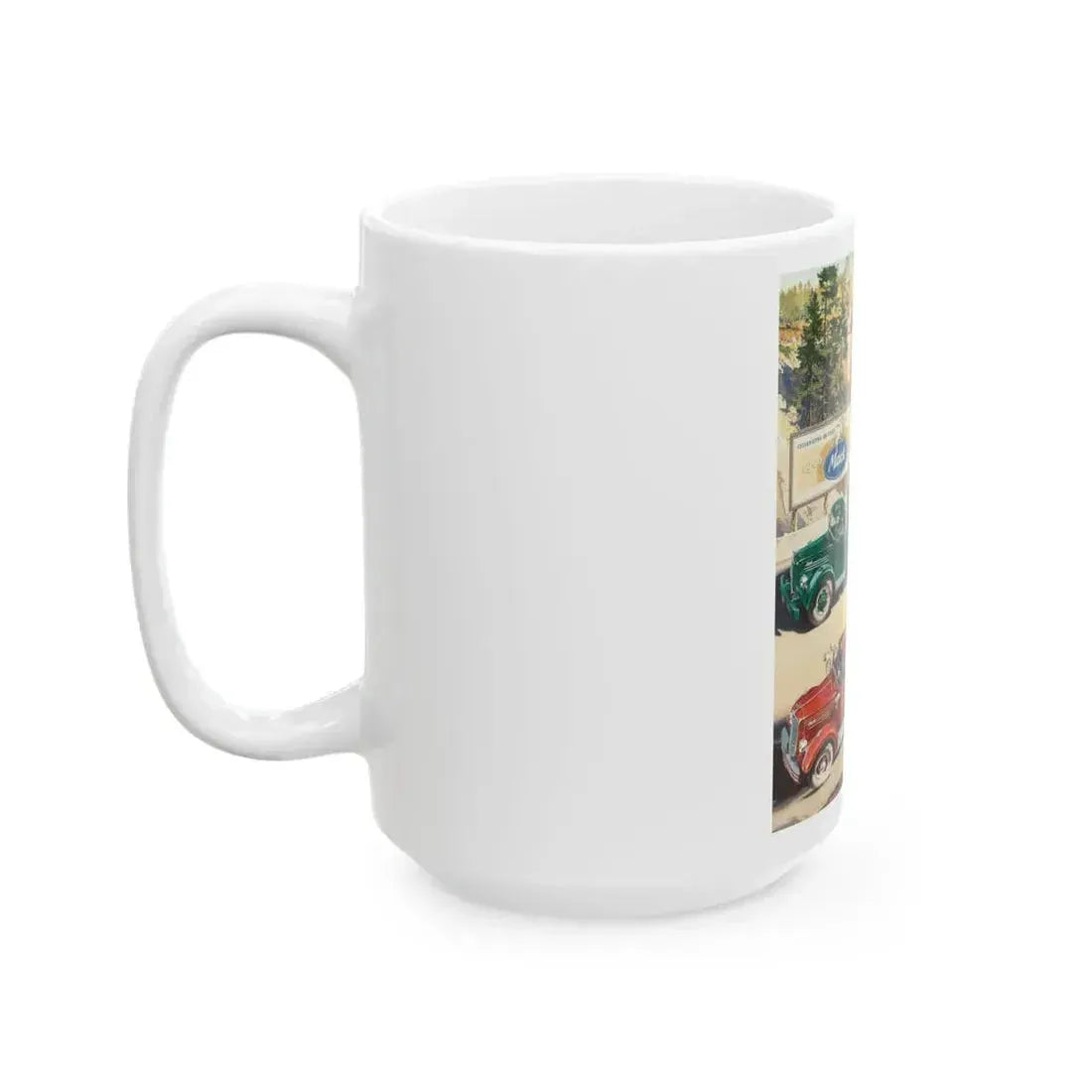 Celebrating 50 Years of Leadership, Mack Trucks advertisement for The Saturday Evening Post - White Coffee Mug - Go Mug Yourself