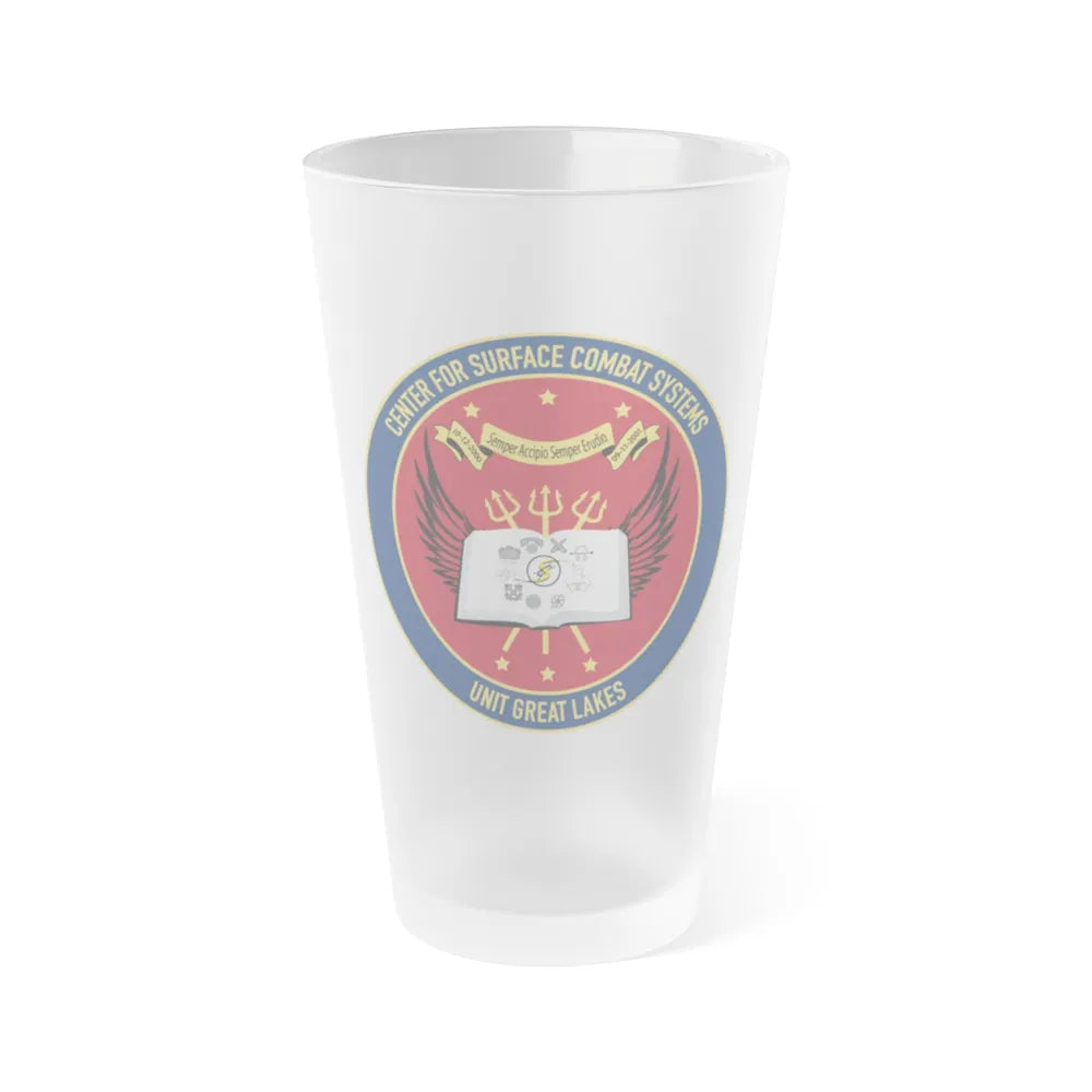 Center For Service Combat Systems Unit Great Lakes (U.S. Navy) Frosted Pint Glass 16oz-Go Mug Yourself