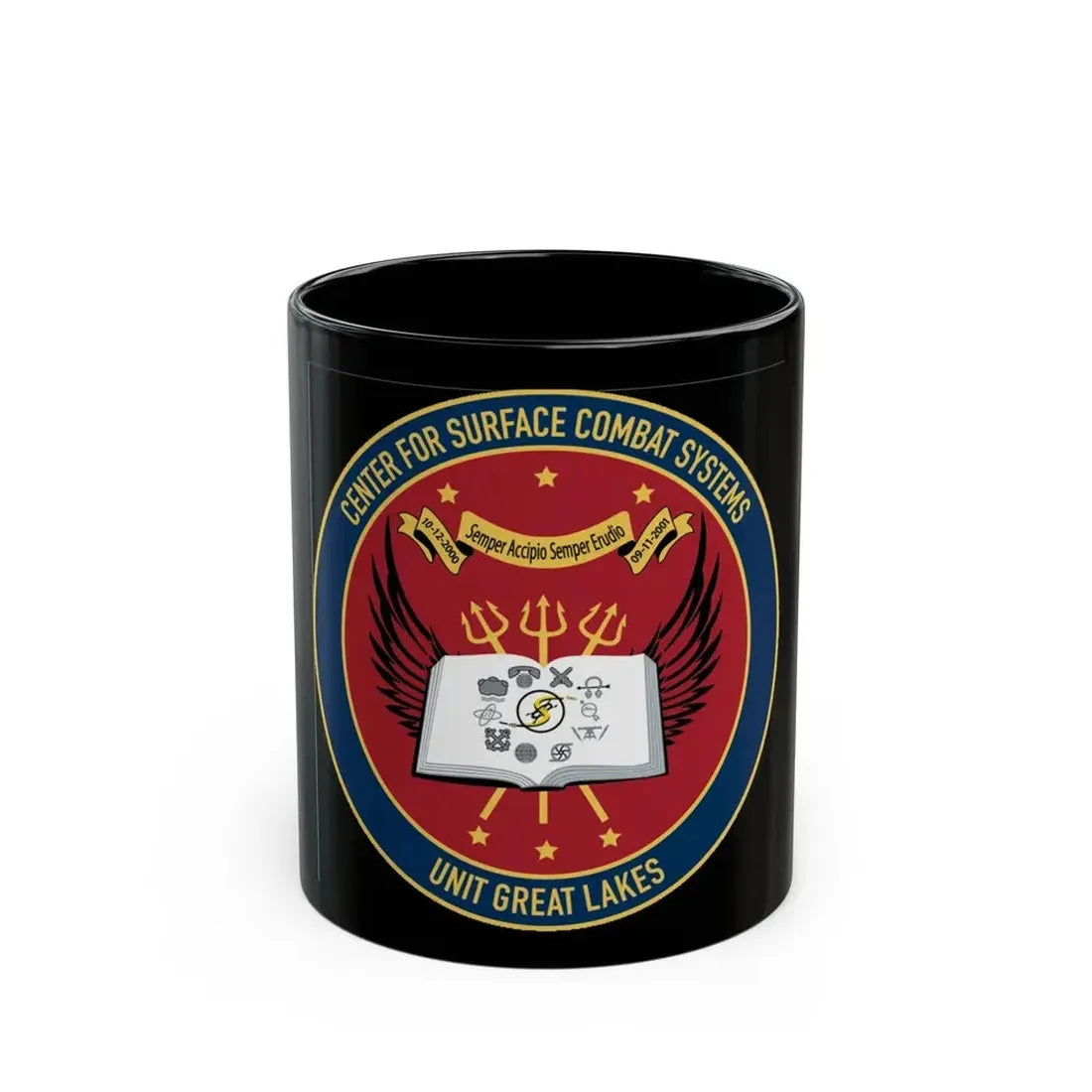 Center For Service Combat Systems Unit Great Lakes (U.S. Navy) Black Coffee Mug 11oz - Go Mug Yourself